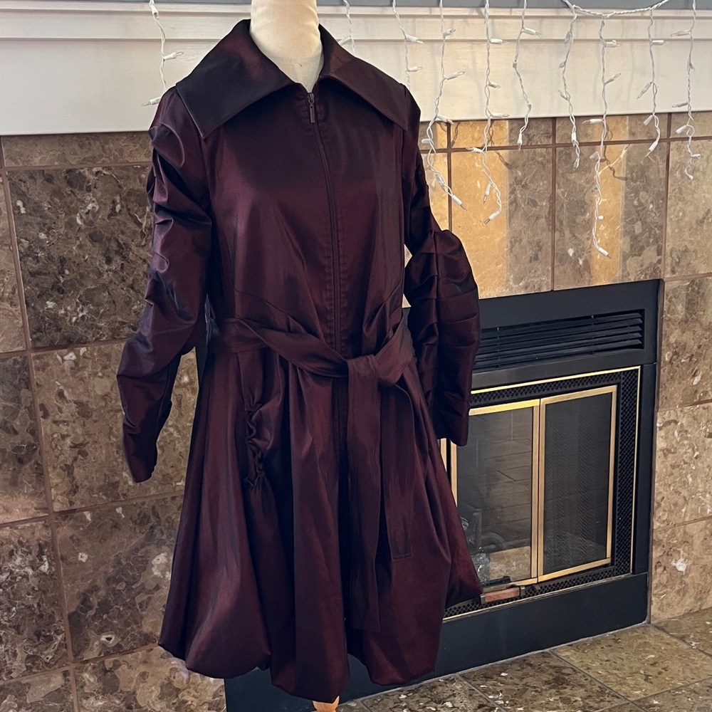 Samuel Dong Burgundy Patterned Design Size Small